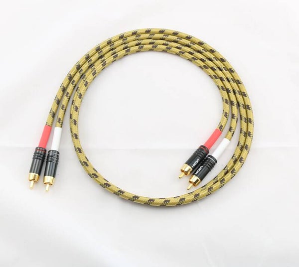 Paar Cinchkabel SC-Classique 0,50 mm² Ø Phono HIFI vintage schwarz/gelb HI-CM06