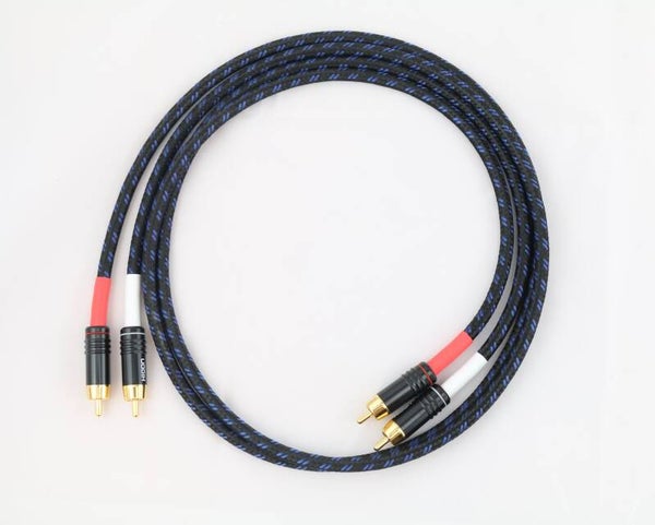 Paar Cinchkabel SC-Classique 0,50 mm² Ø Phono HIFI vintage schwarz/blau HI-CM06