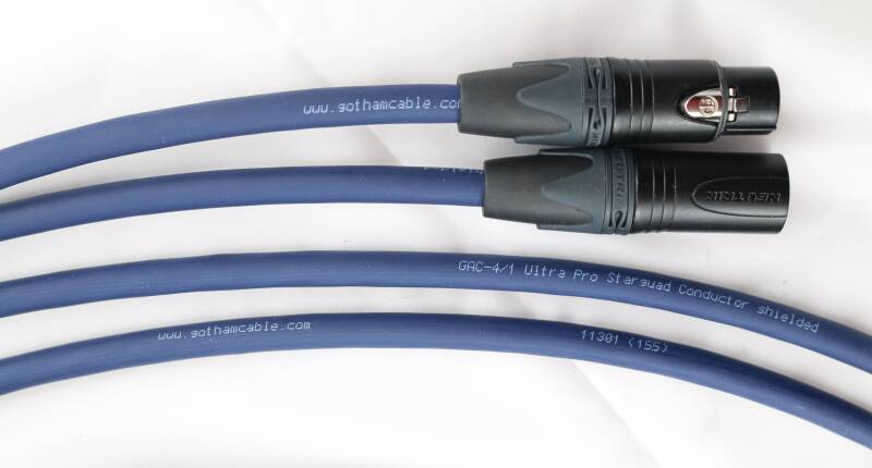 Einzelkabel XLR Gotham Kabel GAC-4/1 Ultra Pro Star Quad Neutrikstecker Kontakt in Gold