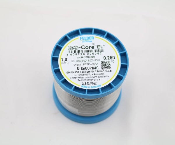 Felder Lötzinn Art.Nr. 20601020 Rolle 250 gr. Drahtstärke = 1,00 mm Ø 3,5% Flux