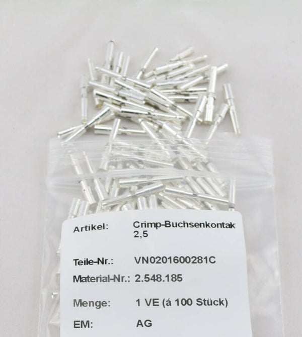 100 St. Crimp Buchsen - Kontakte VN 02 016 0028 1, Amphenol Industrieverbinder