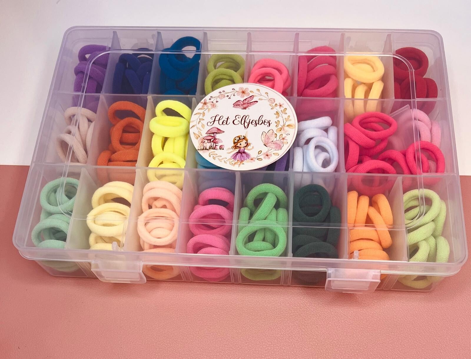 Elastiekjesbox ca. 280 nylon elastiekjes