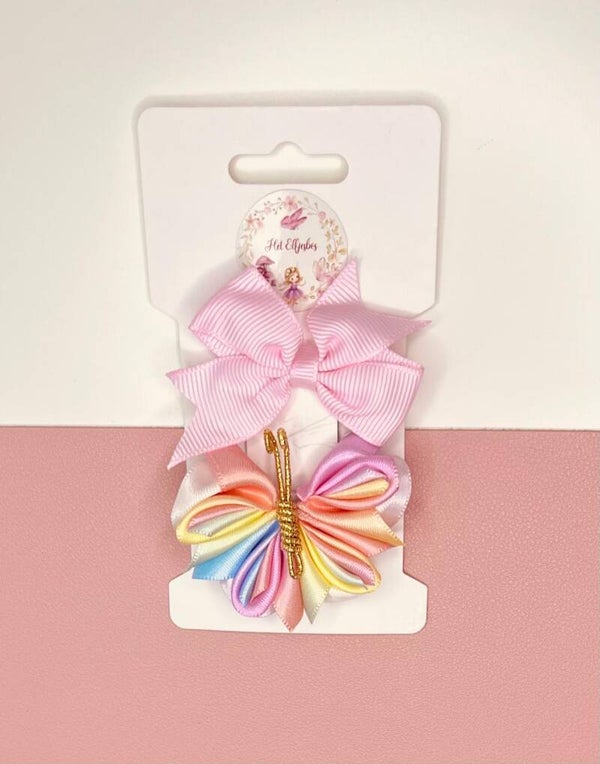 Regenboogvlinder duo zalm roze