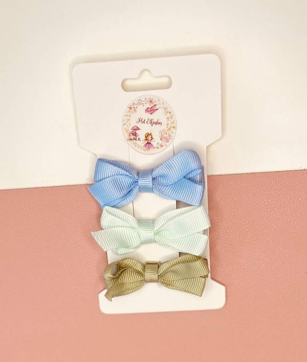Aligator Strikjes trio licht blauw, mint, olijf