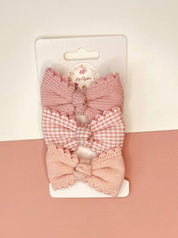 Aligator clip trio oud roze rib