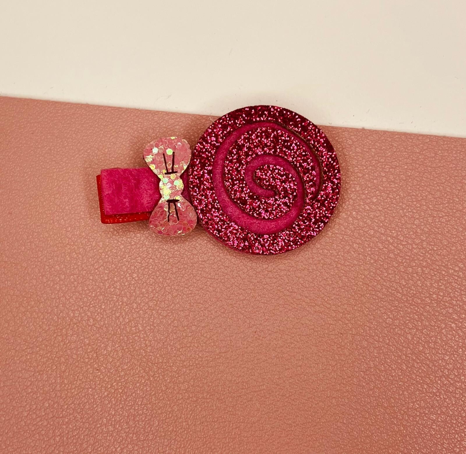 Aligator clip lolly donker roze