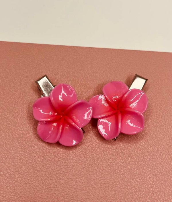 Aligator clipjes tropische bloem donker roze, medium