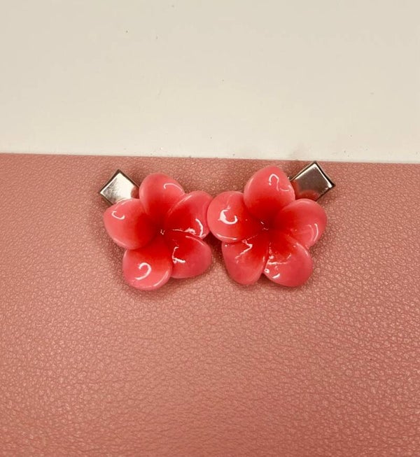 Aligator clipjes tropische bloem donker roze, small