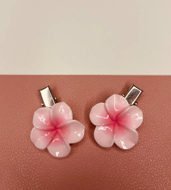 Aligator clipjes tropische bloem licht roze, medium