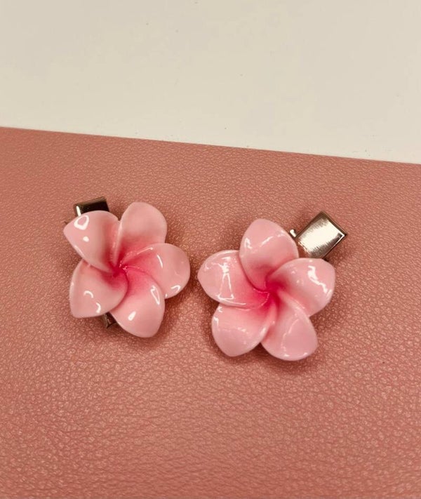 Aligator clipjes tropische bloem licht roze, small