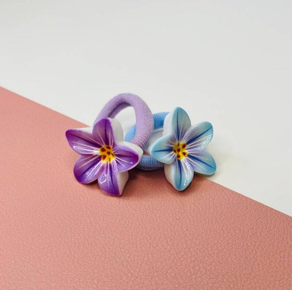 Elastiekjes tropische bloem mix paars & licht blauw