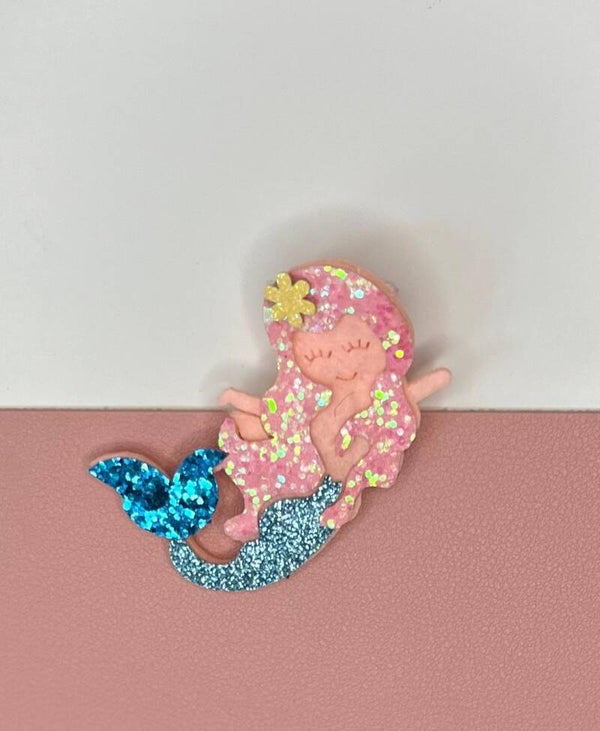 Aligator clip zeemeermin licht roze