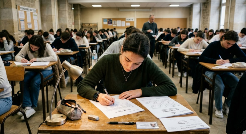 salle d'examen, candidats au bac