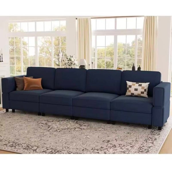ular Sectional Soa with Storage Seat 4 Seat Deep Couch Sectionals Comy 4 Seater Sectional Couches or Living Room,Velvet Blue