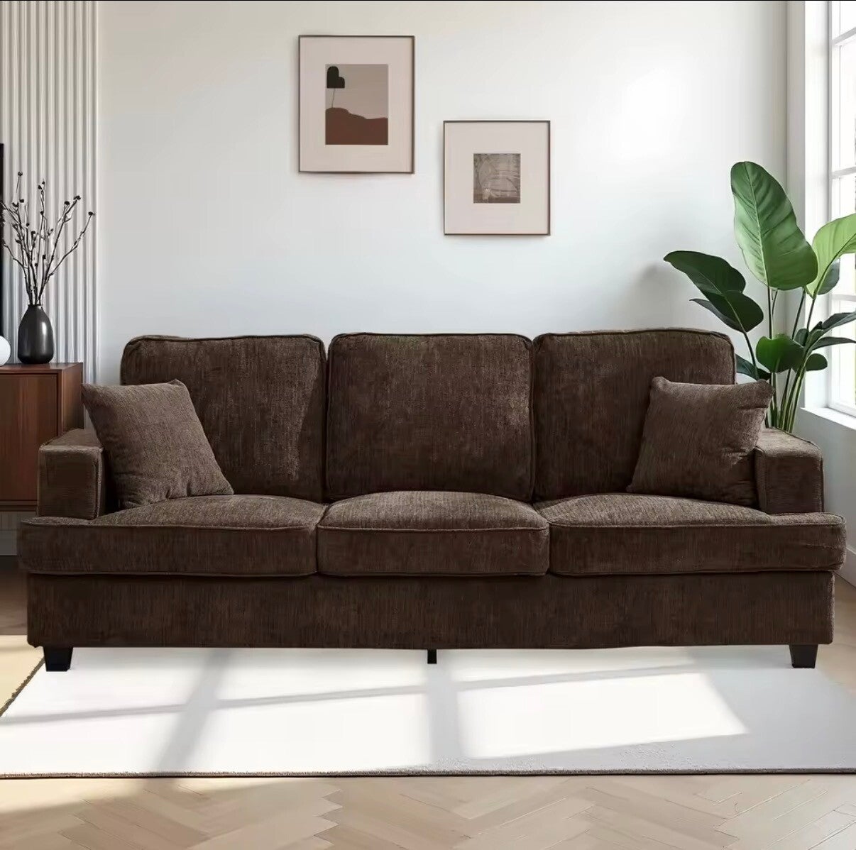 Couches for Living Room, 89 inch Cloud Couch Sofa in Chenile with Extra Comfy Soft Seats, Modern 3 Seater Sofas for Bedroom