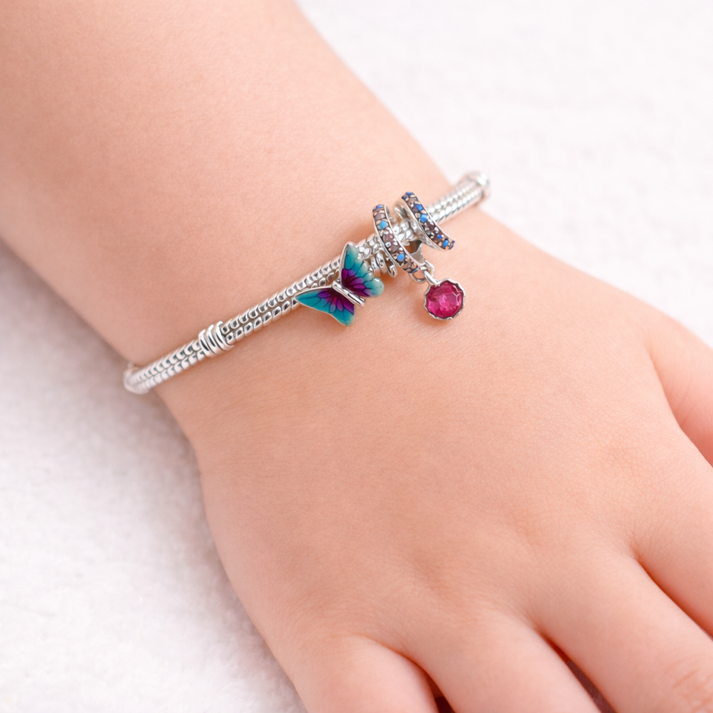Dewdrop Butterfly Charm Bracelet Set