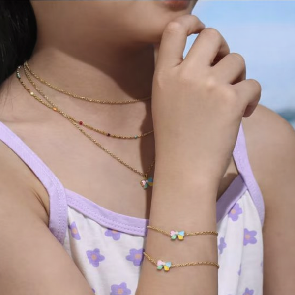 Pastel Butterfly Jewellery Set (18k Gold Plated)