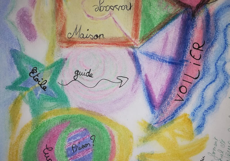 dessin pastel gras mots-clés couleurs journal creatif