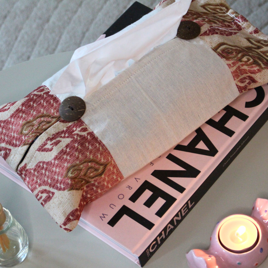 Batik Tissuehouder - Roze / Wit