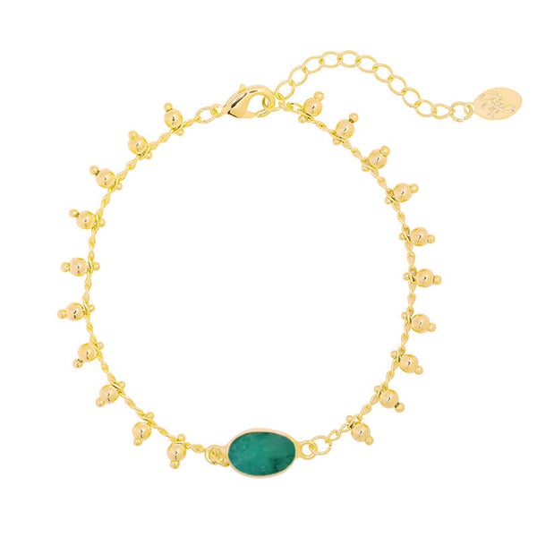 Armband Stone Gold Plated - Goud / Blauw