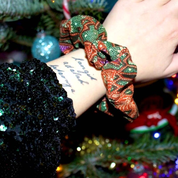 Batik Scrunchie - Groen / Bruin