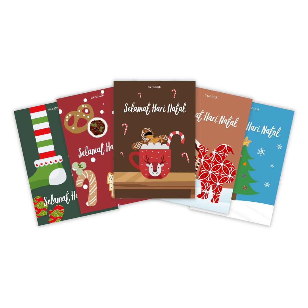 Kerstkaarten 5 stuks ''Selamat Hari Natal''
