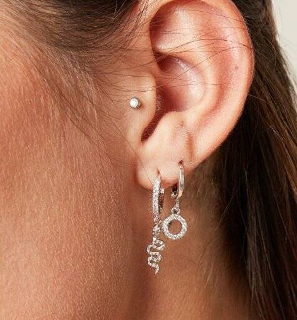 Oorbellen Slang - Zilver Steentjes