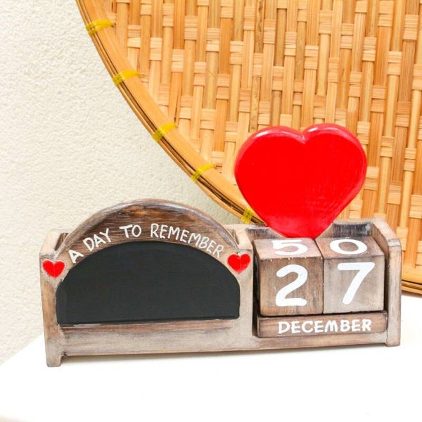 Kalender Blok Hout - Hart