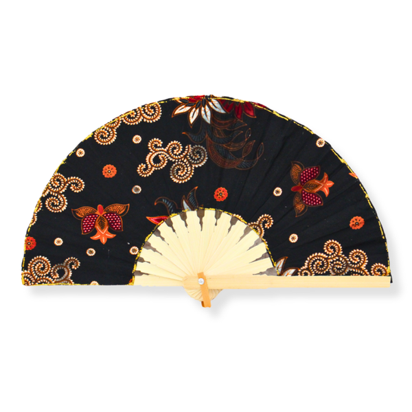 Batik Waaier - Zwart / Oranje