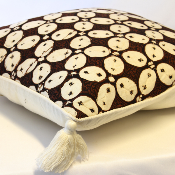 Batik Kussensloop - Bruin / Wit