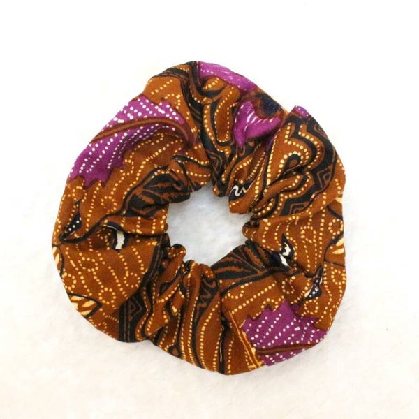 Batik Scrunchie - Bruin / Paars