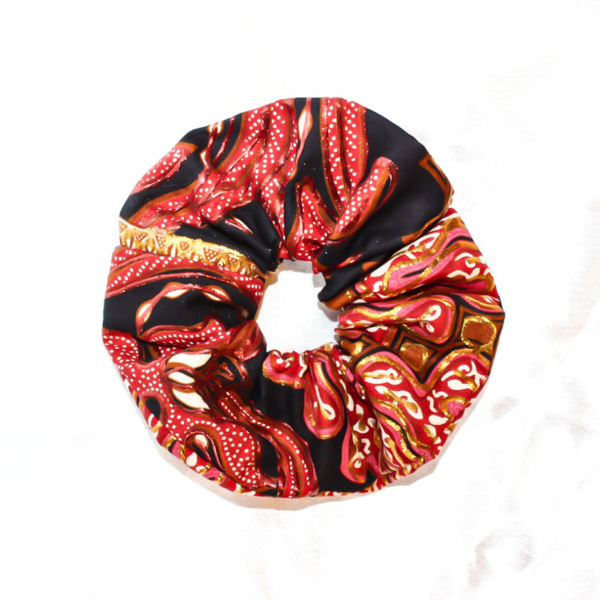 Batik Scrunchie - Rood / Zwart