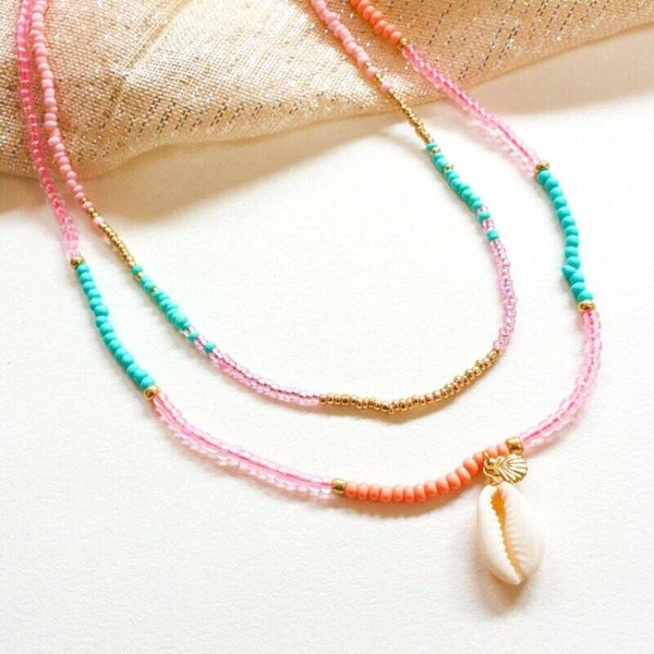 Ketting Schelp Kralen - Roze