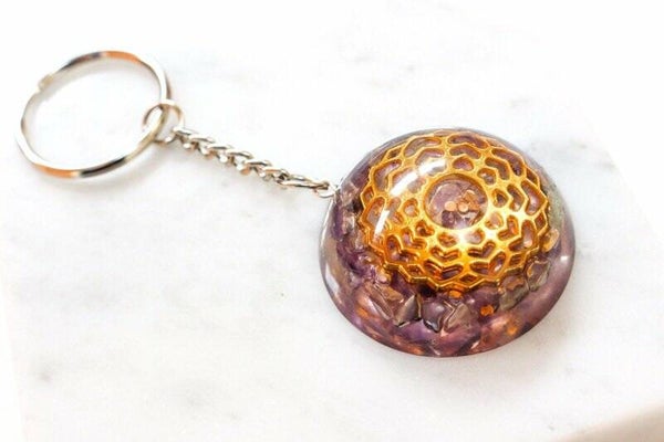 Sleutelhanger Amethist - Mandala