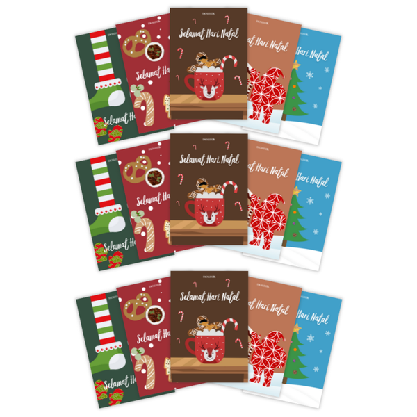 Kerstkaarten 15 stuks ''Selamat Hari Natal''