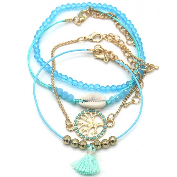 Set Armbandjes Blauw - Tree Of Life 