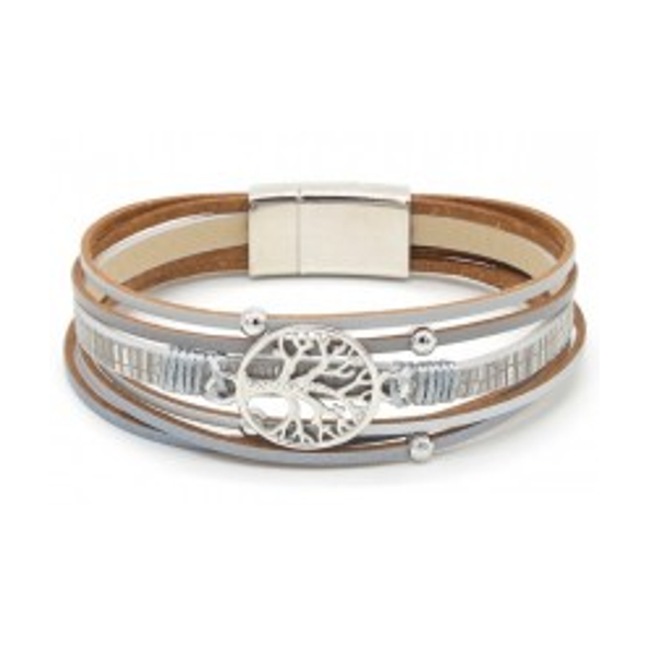 Armband Tree Of Life Leer - Grijs