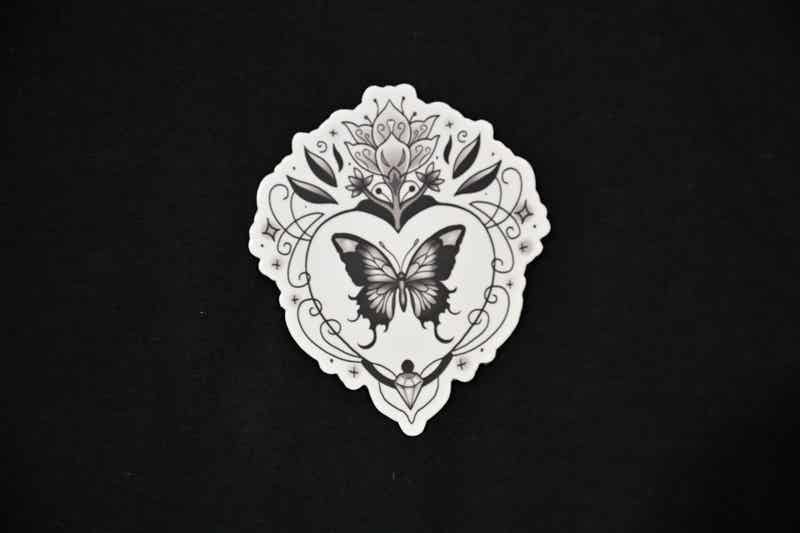 Butterfly and Lotus Custom Die-Cut Sticker