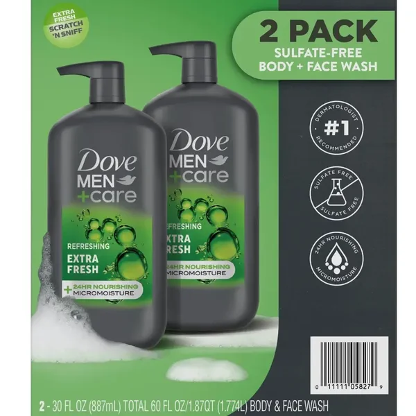 Dove Men+Care Extra Fresh Body Wash, 30 fl. oz., 2 pk.