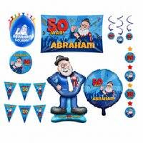 Abraham 50 jaar | versieringpakket | 17 delig | opblaasfiguur | versiering