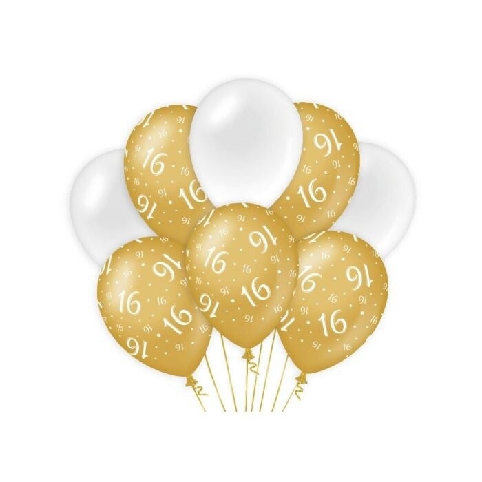 Balloons Goud/Wit - 8 Stuks - Kies Leeftijden & Varianten