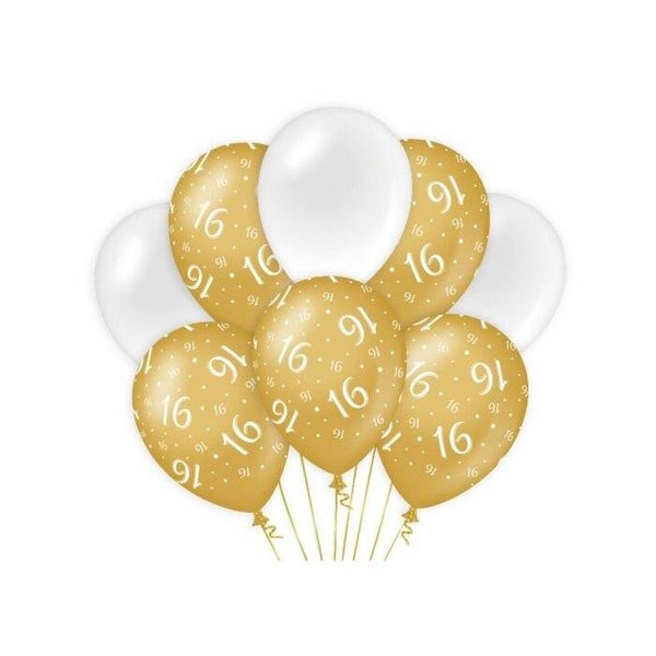 Balloons Goud/Wit - 8 Stuks - Kies Leeftijden & Varianten