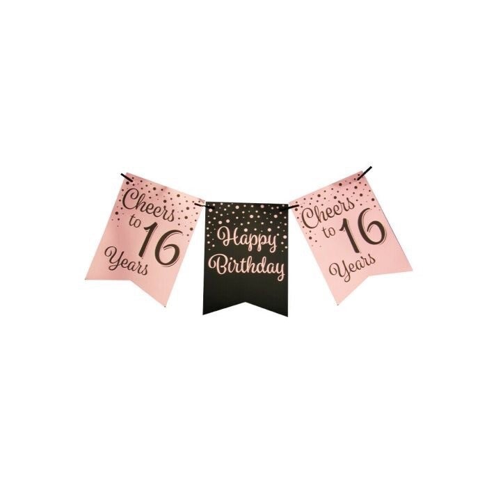 Banner Rose/Black - 6 Meter - Kies Leeftijden & Varianten