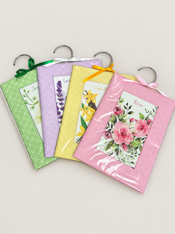 Geurhangers Set van 4 – Roos, Lavendel, Vanille & Jasmijn | 50 gram per stuk