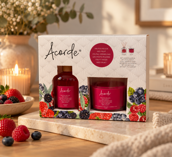 Acorde Red Fruit – Luxe Geurset met Geurstokjes & Geurkaars
