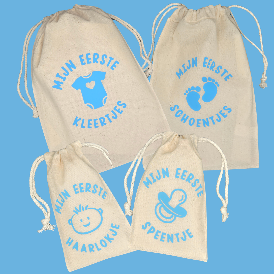 Serie bewaartasjes blauw