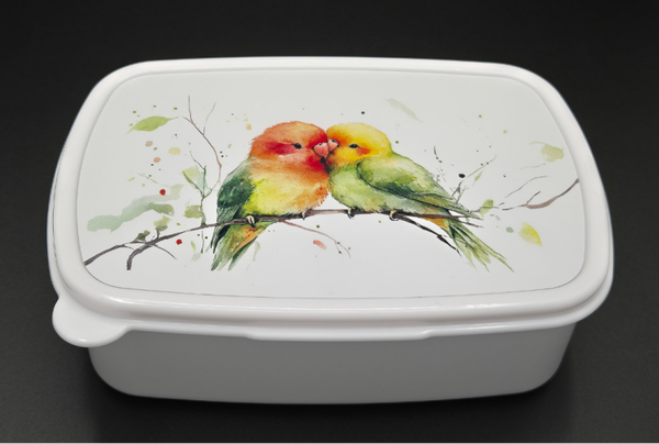 Lunchbox Twee vogels  groen-geel-rood