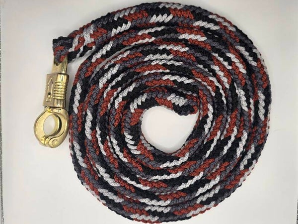 Touwlijn met paniekhaak zwart/wit/rood