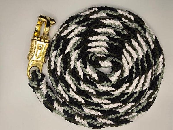 Touwlijn met paniekhaak Zwart/grijs/wit