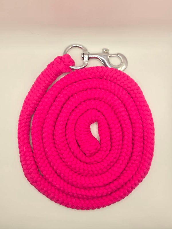 Touwlijn 2 meter met karabijnhaak roze
